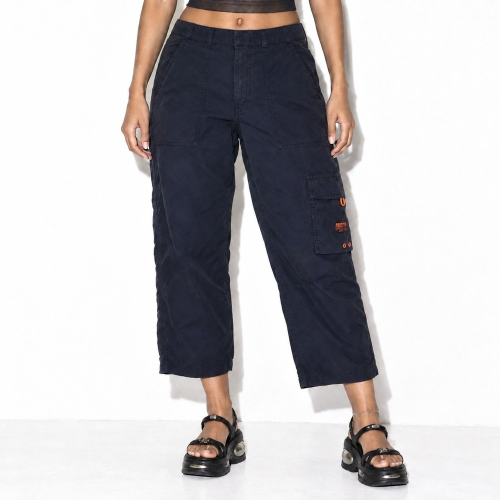 00s Vintage Jordache Utility Cargo Capris Womens 10 Navy Blue Mid Rise Relaxed